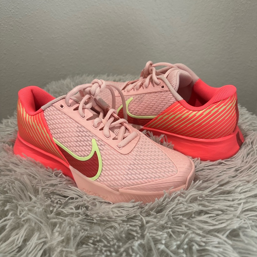 Nike Pink and Red Athletic Shoes with Mesh Design